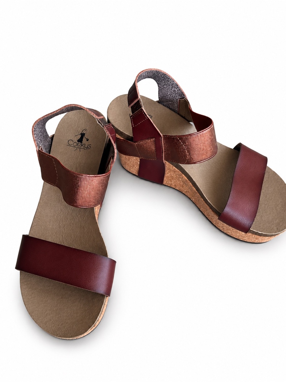 NWOT Corkys Women's leather and Copper Wedge Sandals
